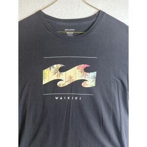 Billabong Mens Large Black Waikiki Palm Tree Wave Graphic T Shirt